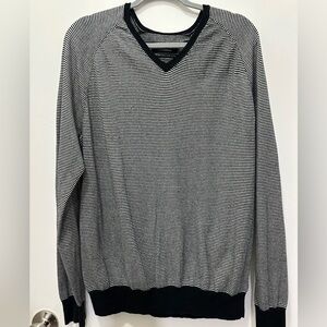 Club Monaco Men's Black and White Striped Sweater Sz XL